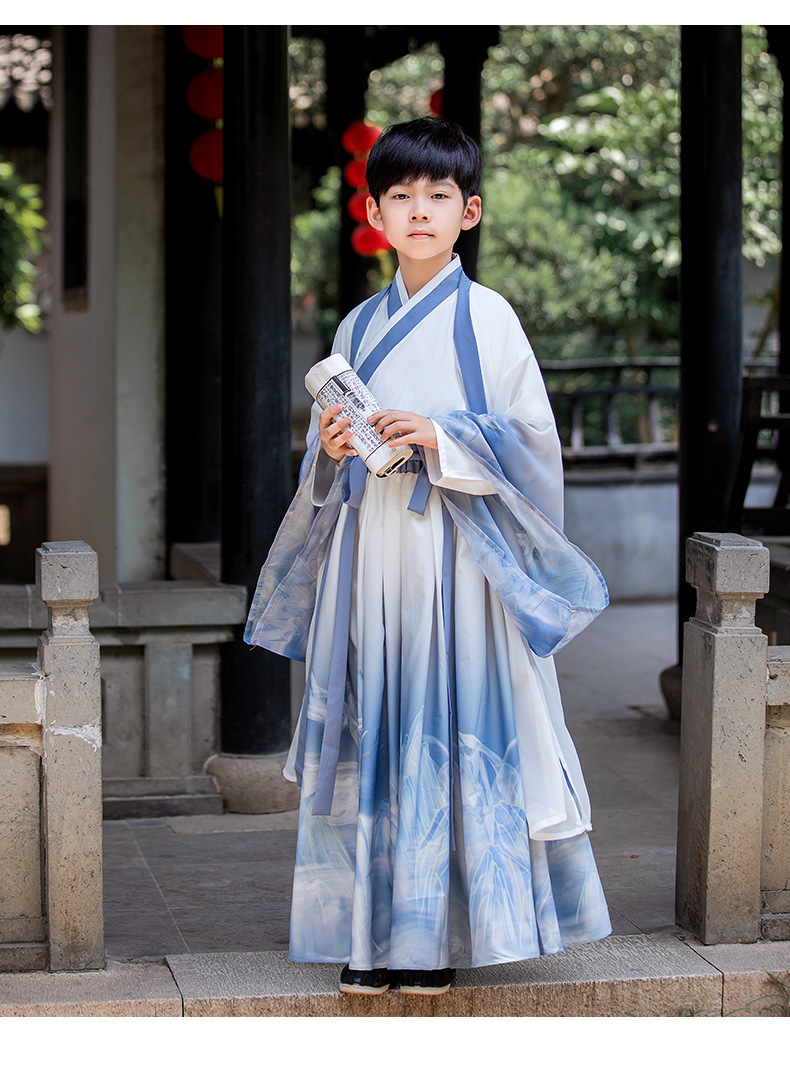 汉服男童夏季薄款古风儿童古装中国风公子少爷服武侠唐装