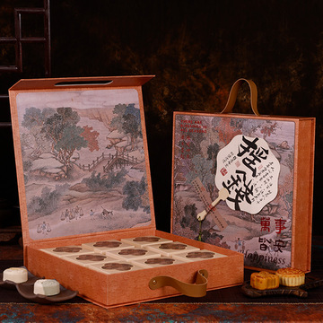 新款中秋礼盒包装国潮风创意手提冰皮流心月饼包装盒空盒8粒装装