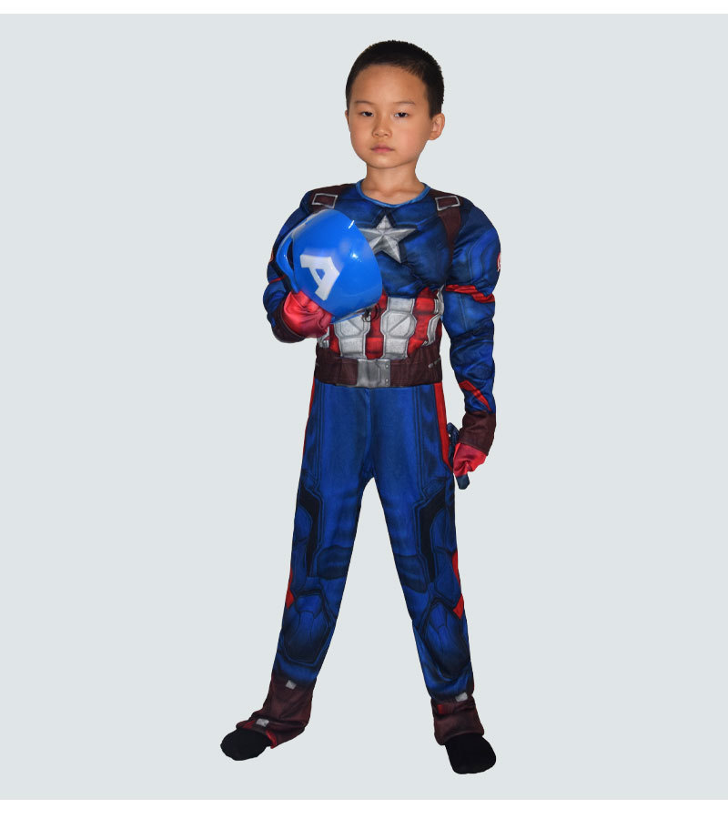 万圣节美国队长连体肌肉服cosplay英雄联盟服装美国队长盾牌