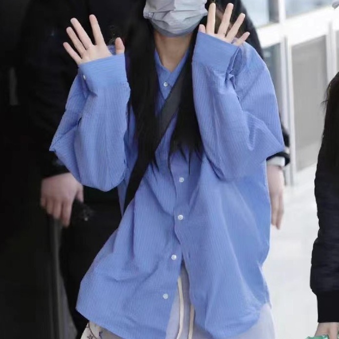 d*nst 金智妮 jennie同款条纹衬衫经典百搭清新男女同款衬衣-阿里巴巴