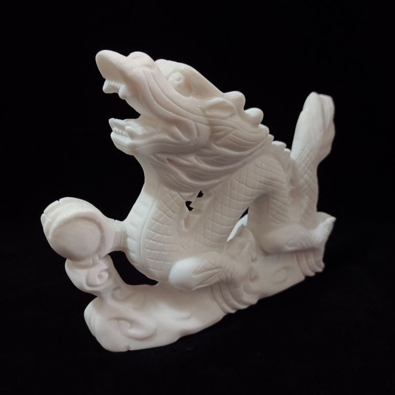 石雕石龙汉白玉石头龙房顶客厅石头雕刻礼品双龙戏珠风水摆件
