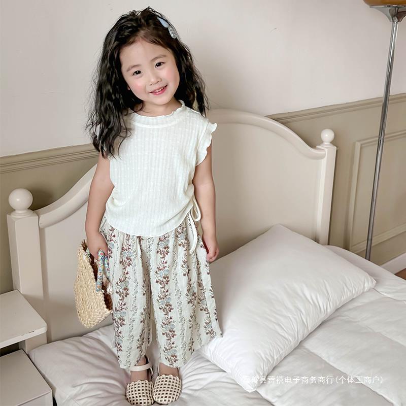 女童夏装套装2024新款 夏季小女孩衣服宝宝洋气薄款运动两件套2岁-阿