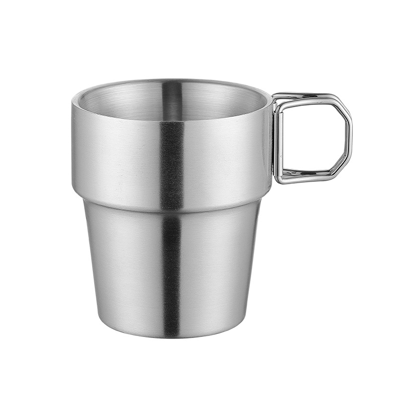 Cross-Border 304 Stainless Steel Folding Water Cup Ultra-Light Outdoor Camping Climbing Cup Double-Layer Insulated Mug Coffee Cup