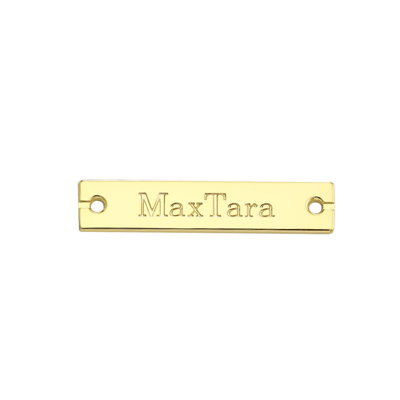 Metal Customized Logo Zinc Alloy Perforated Metal Clothing Tags Electroplated Rectangular Metal Stitching Sign