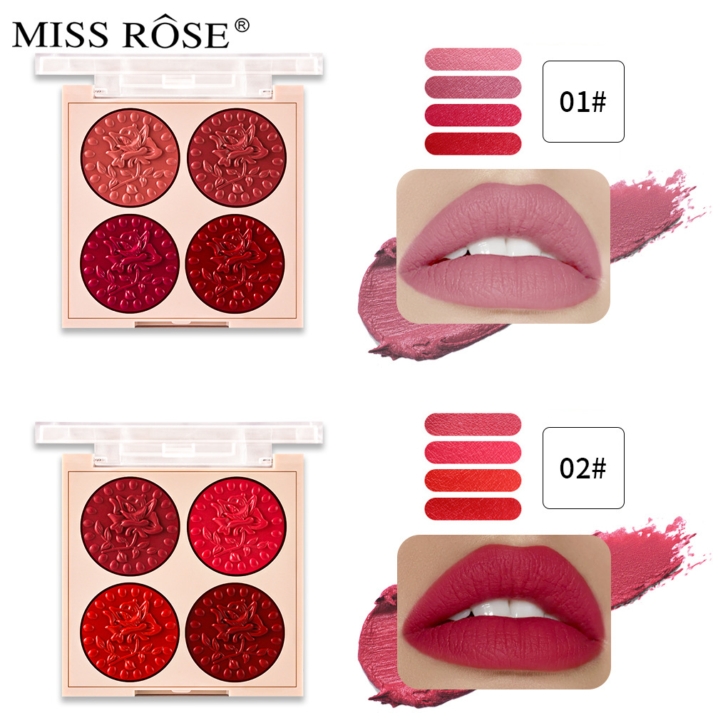 Missrose Popular Recommended Matte Embossed Lipstick Set Box No Stain on Cup Non-Fading Lipstick Compact Wholesale Supply