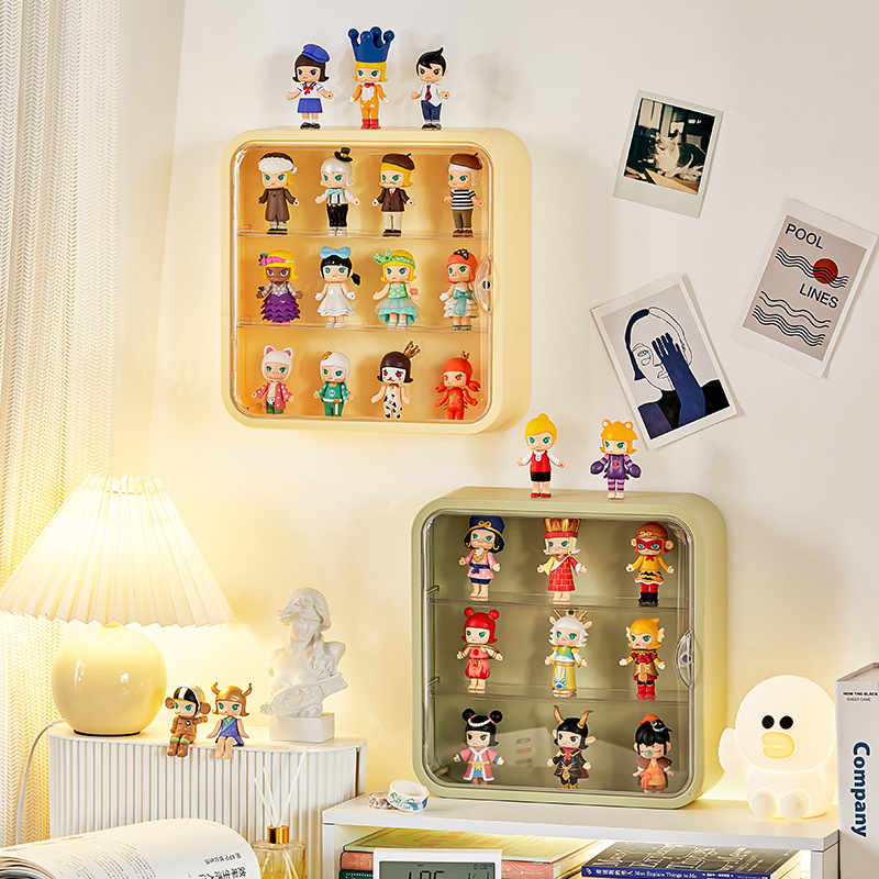 Wall-Mounted Doll Blind Box Storage Display Stand Magnetic Suction Pop Mart Hand-Made Showcase Dustproof Doll Blind Box Storage Box
