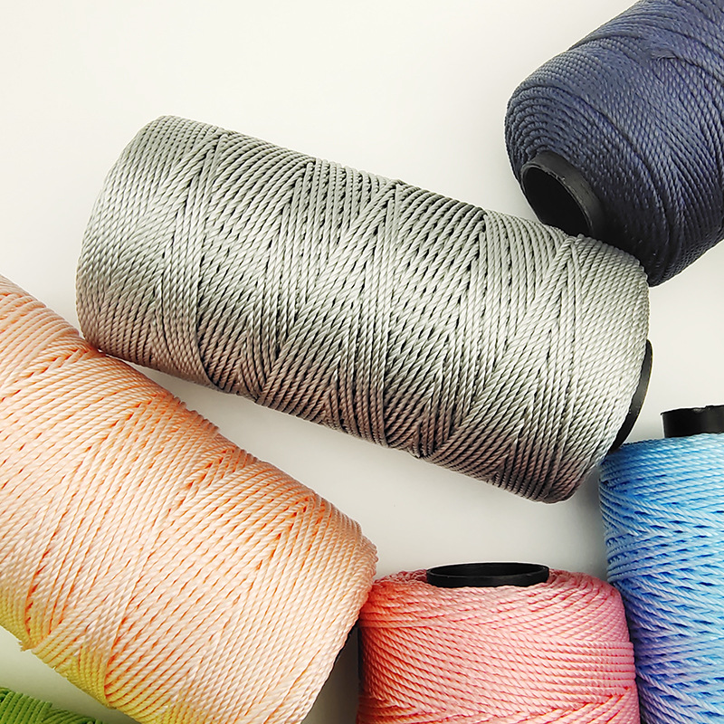 冰丝线三股合股线手工编织帽子粗钩包亮色空心丝光勾鞋汽车坐垫线