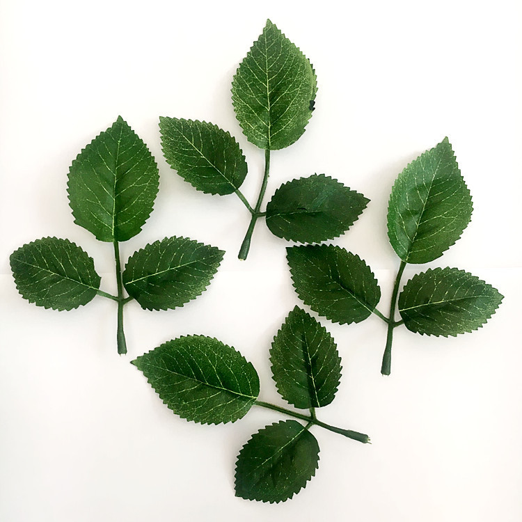 厂家供应单片叶丝印香皂花叶丝网花叶仿真玫瑰叶三片射骨叶-阿里巴巴