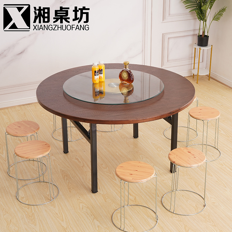 批发加厚大圆桌面实木圆桌子台面家用酒店可折叠杉木圆桌面板圆形