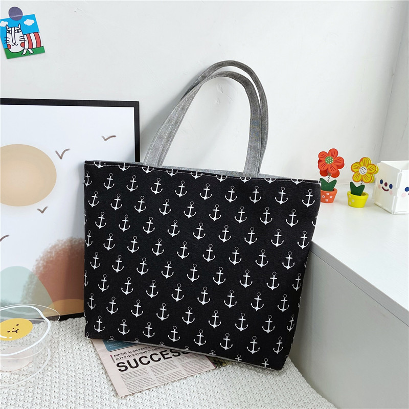 Cross-Border Artistic School Bag Shopping Bag Canvas Bag Large Capacity Women's Handbag Korean Style Fresh Shopping Bag