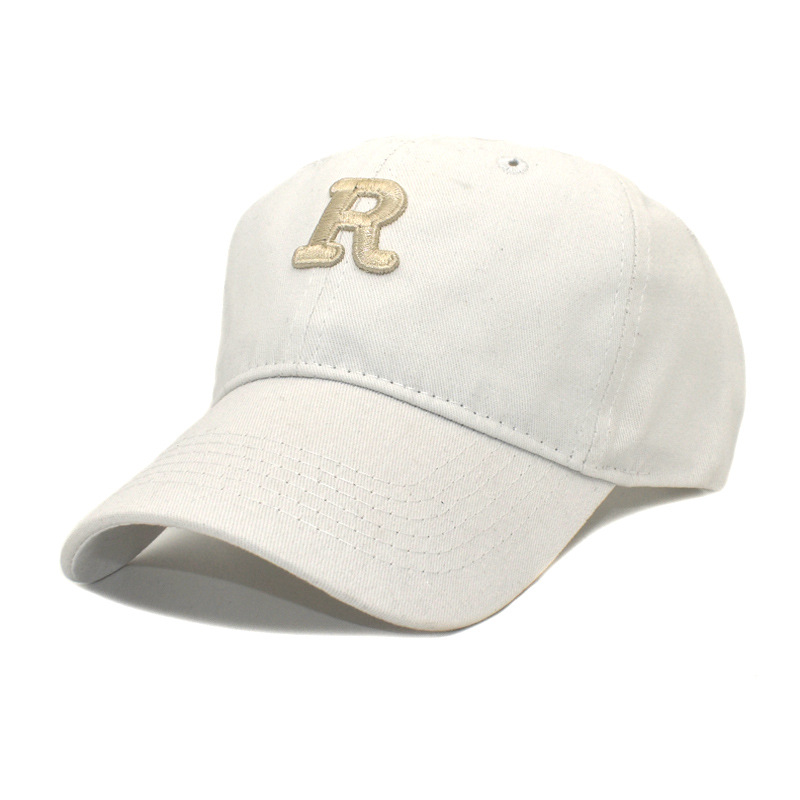 Korean Style Letter R Label Hat Men's and Women's Same Style Embroidered Baseball Cap Fashionable Simple All-Match Casual Peaked Cap Sun Hat