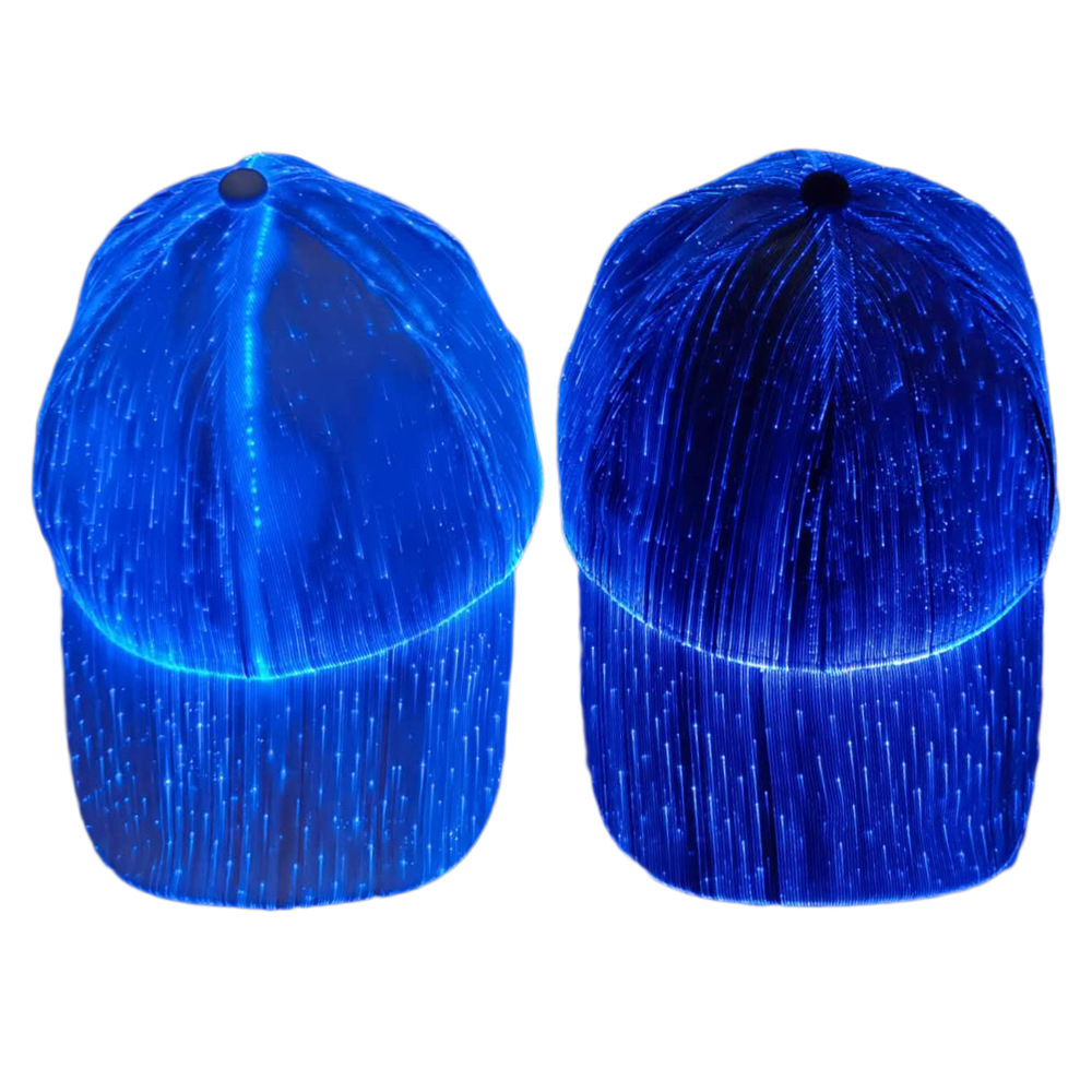 Amazon Hot Sale New Led Optical Fiber Luminous Cap Bar Disco Luminous Baseball Cap Hip Hop Couple Flash Cap