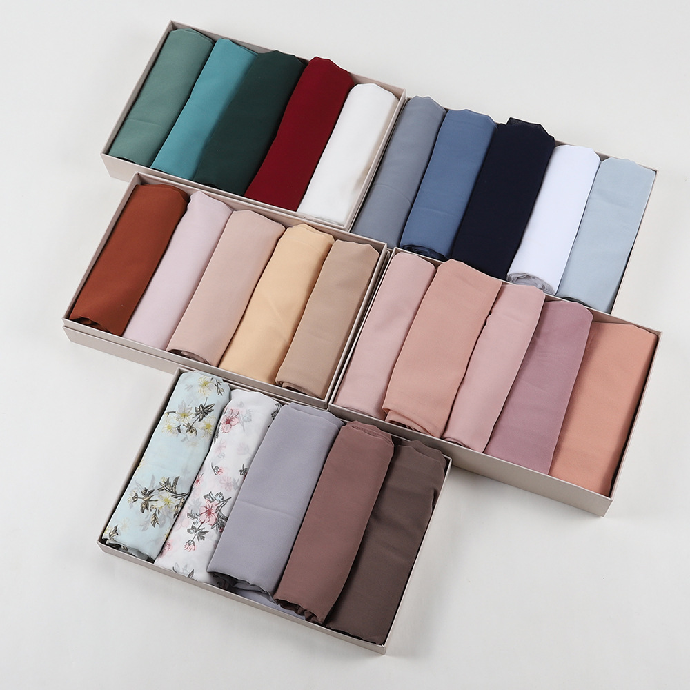 5 Pack with Gift Box Sale Cross-Border AliExpress Amazon Malaysia High Quality Pearl Chiffon Scarf