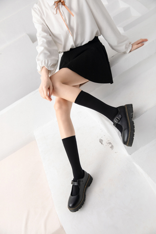 夏季薄款纯色天鹅绒jk小腿袜学院风网红过膝袜日系长筒袜学生袜子