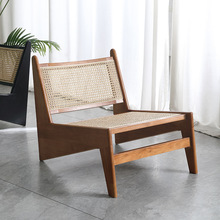 躺椅懒人椅袋鼠椅昌迪加尔北欧沙发阳台客厅侘寂设计师实木藤编椅