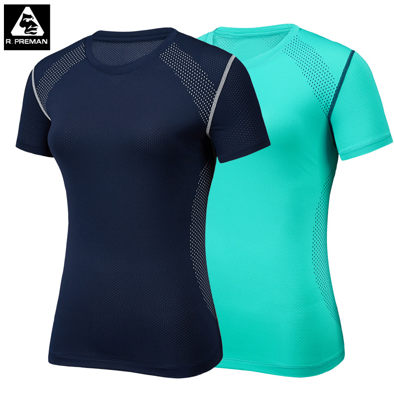 定制logo女士户外速干短袖网眼透气快干衣马拉松跑步健身运动t恤