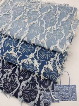 剪花牛仔布料提花水洗纯棉箱包外套衣服裙子鞋帽手工diy服装面料