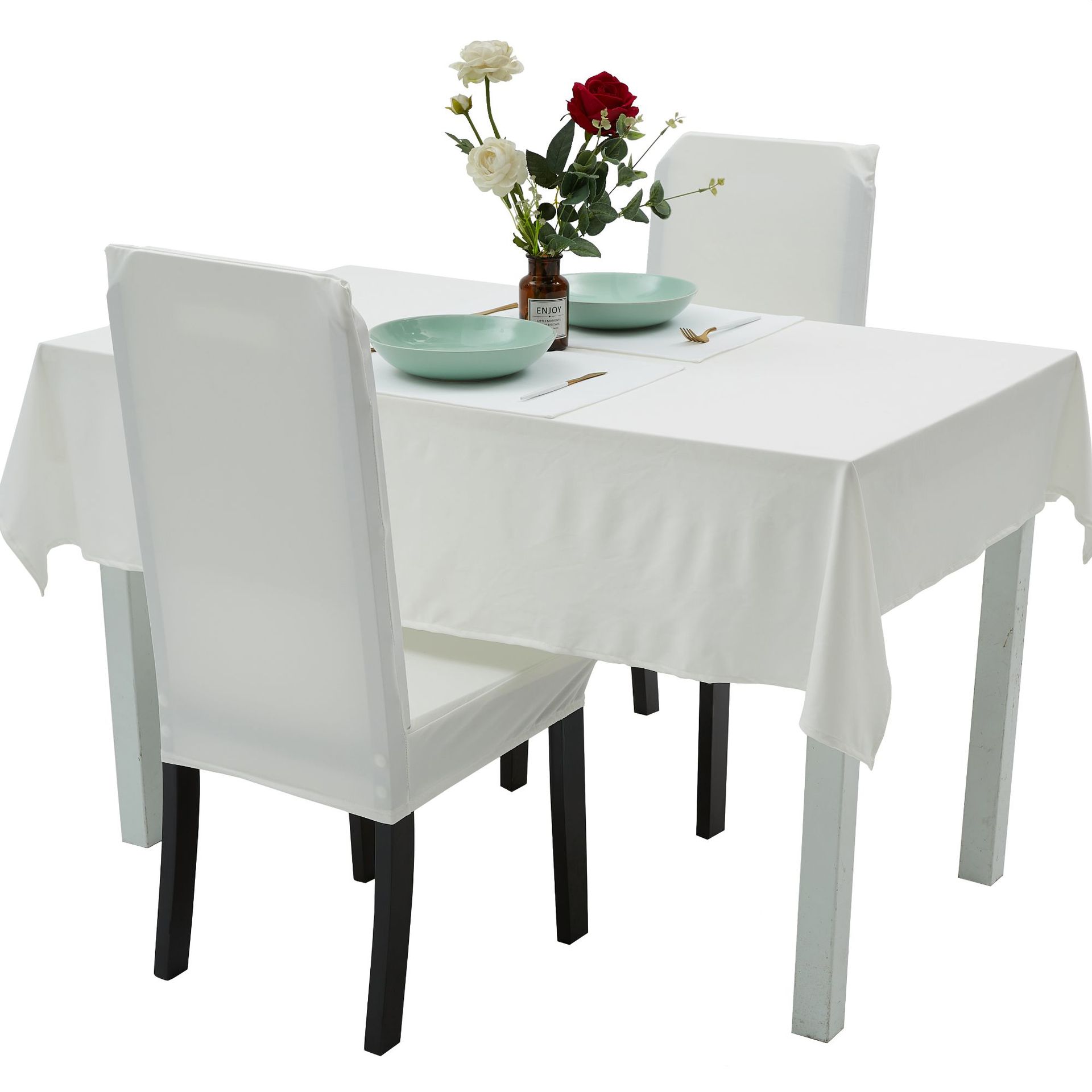 跨境北欧餐厅简约布艺加厚弹力餐桌台布防尘椅套套装【空白素材】