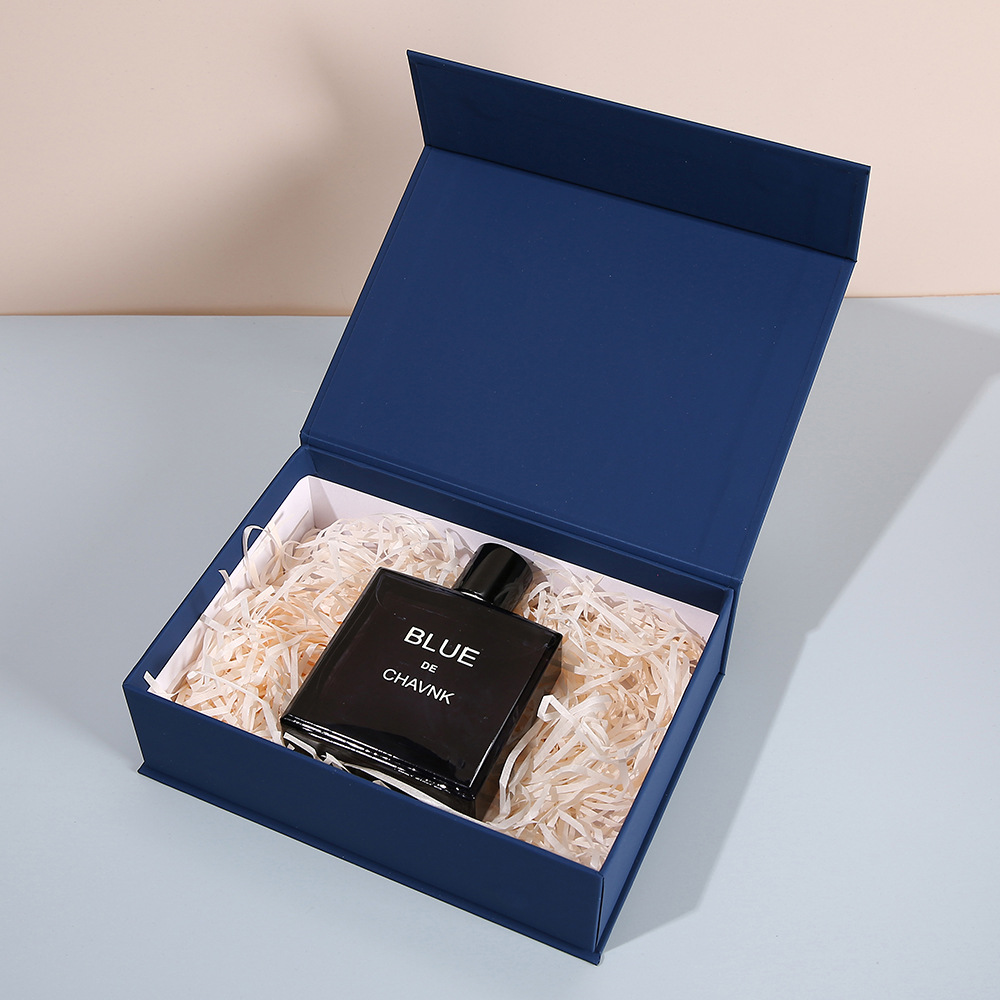 定制高档珠宝礼品盒克莱因蓝触感纸磁铁包装盒翻盖小夜灯书形礼盒