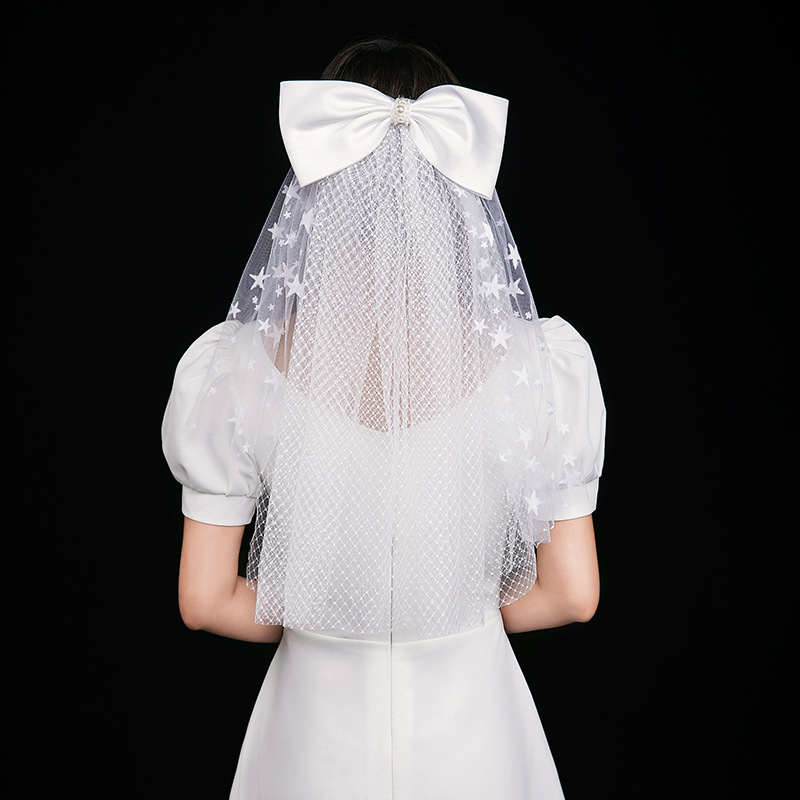 新款新娘结婚头纱 婚纱礼服婚庆头纱写真旅拍舞台演出造型纱 批发