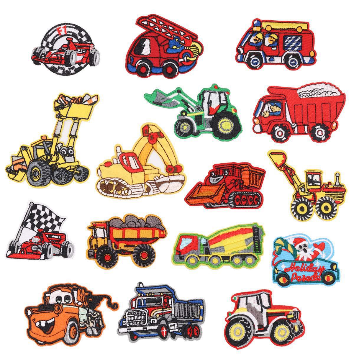 电脑绣花章可爱卡通小汽车刺绣布贴衣服装饰补丁贴绣花标卡车现货