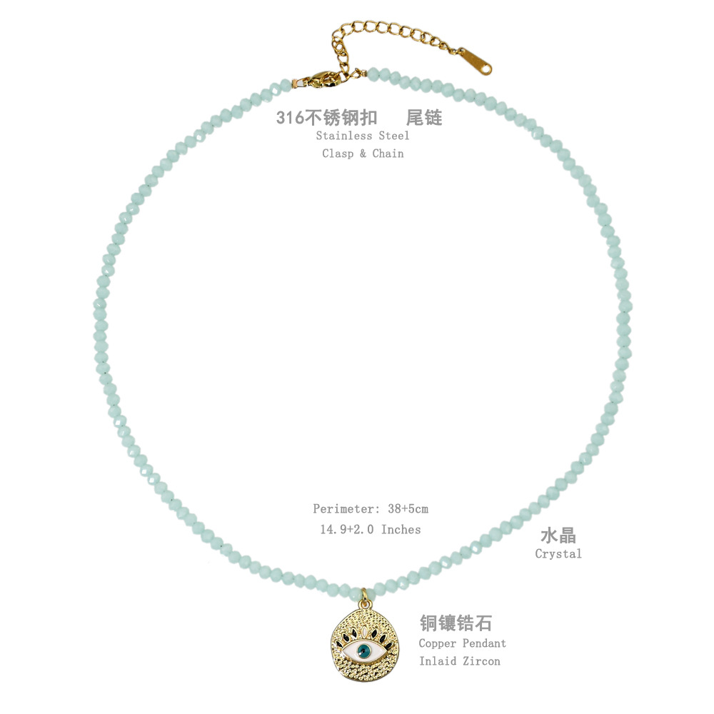 Korean Spring and Summer New Niche Y2g Color Crystal String Beads Necklace Women's All-Match Freshwater Pearl Dopamine Ornament