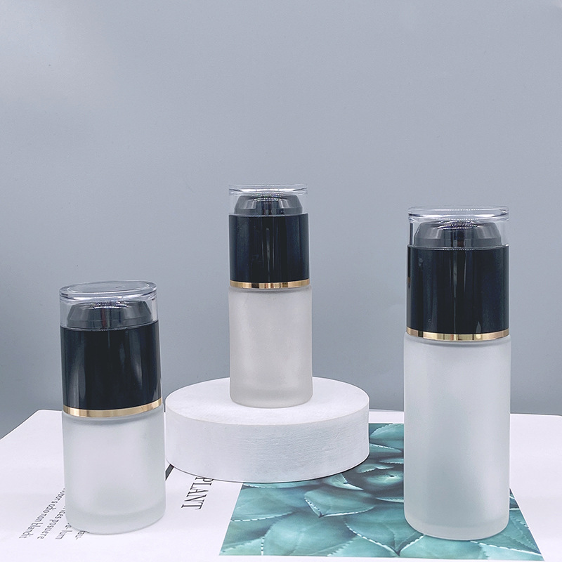 现货直筒蒙砂真空玻璃瓶 20ml-40ml水乳液精华液粉底液瓶分装瓶