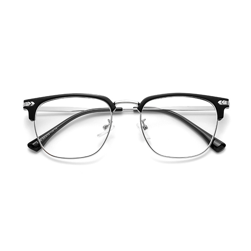 Half-Rim Glasses Men's Anti-Blue Light Plain Danyang Glasses Frame Eyebrow Glasses Frame Myopia Glasses Pure Titanium 122601