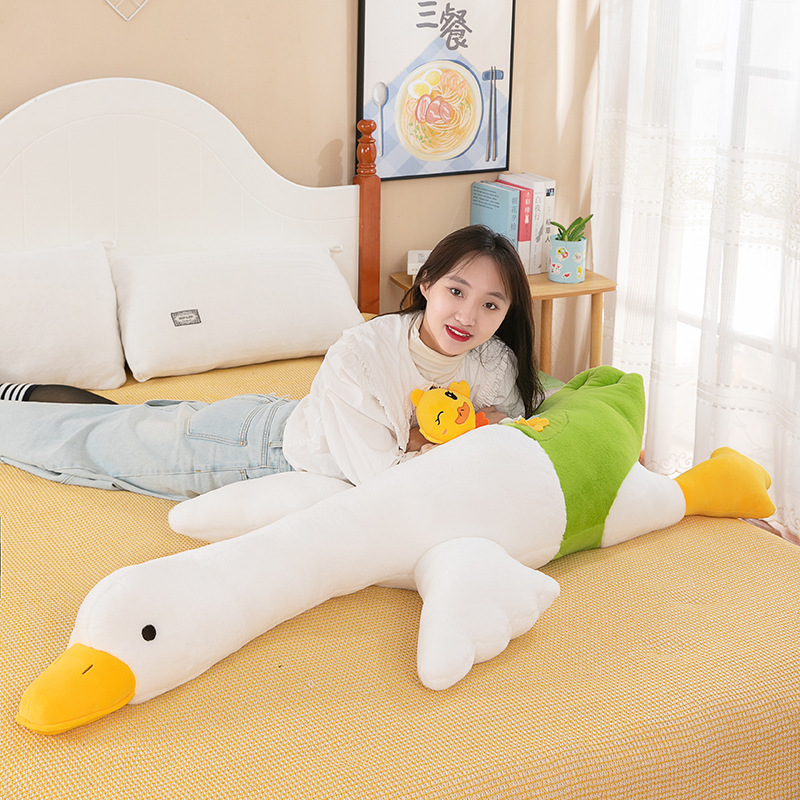 toysInternet Celebrity Lazy Goose Big White Geese Plush Toy Cute Lying Posture Big Goose Bed Clip Leg Side Sleeping Pillow Gift Wholesale