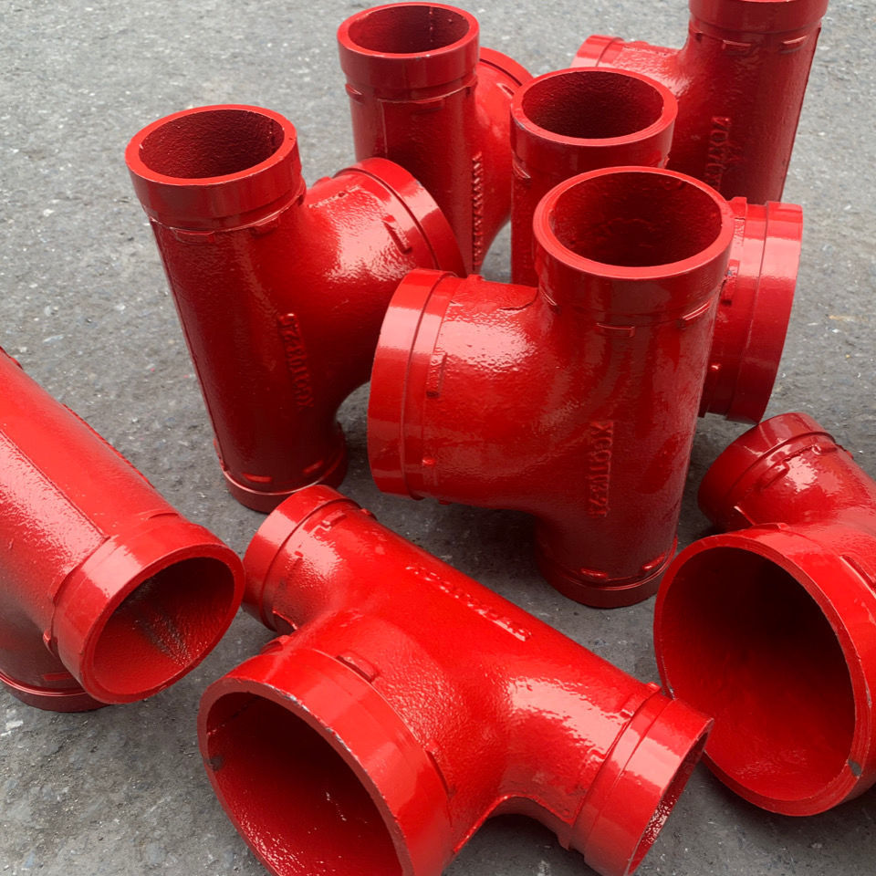 沟槽中大三通卡箍式连接89*114*89铸铁管道g变径接头球墨铸铁材质