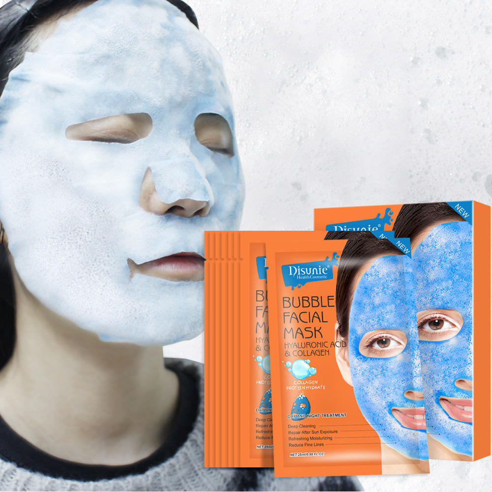 玻尿酸&amp;骨胶原泡泡面贴膜紧致补水滋润提亮面膜批发face mask