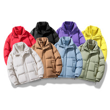 冬季新款男士韩版纯色立领假两件加厚保暖棉衣潮情侣网红同款外套