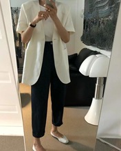 【售空勿拍】韩国东大门A flan亚麻休闲气质短袖透气亚麻衬衫