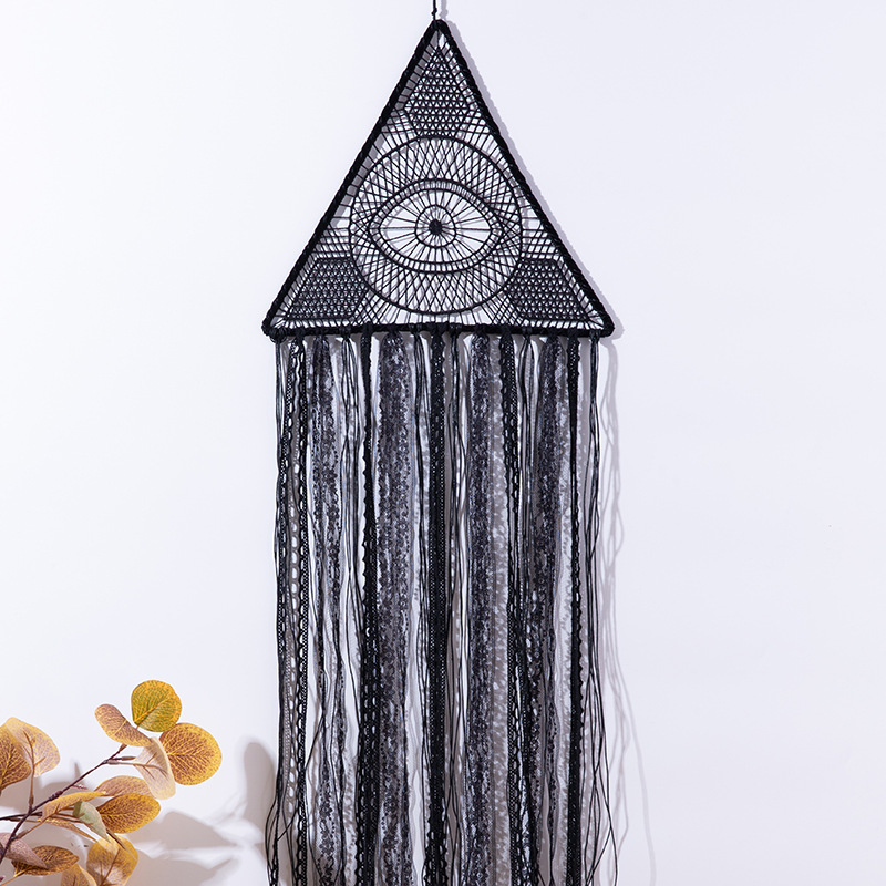 New Indian Black Lace Triangle round Dreamcatcher Cross-Border Hot Sale Tassel Wind Chimes Wall Decoration