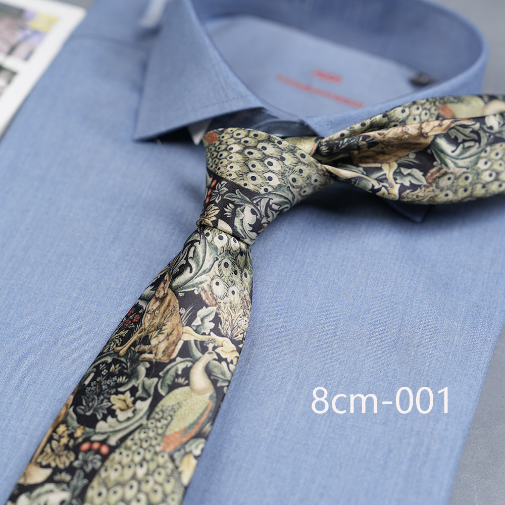 Men's Wide Version 8cm Printed Hand Tie Floral European and American Leisure Retro Trendy Factory Direct Supply in Stock