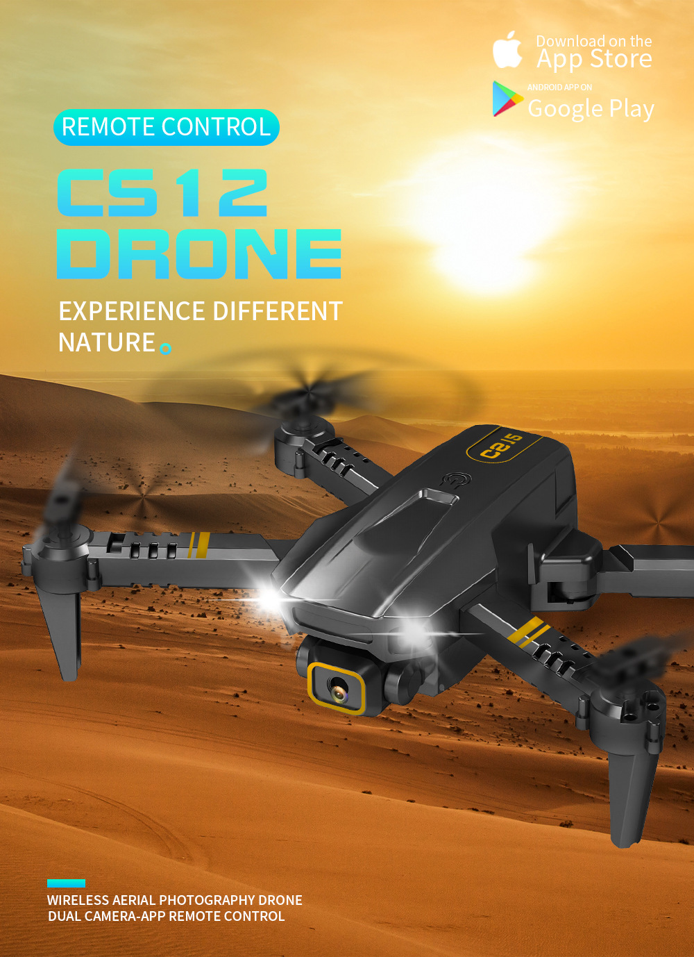 迷你折叠四轴飞行器cs12高清4k双镜头定高航拍无人机跨境drone