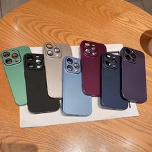 暗紫色PC适用苹果14Promax手机壳iPhone13Pro镜头膜防尘网保护套