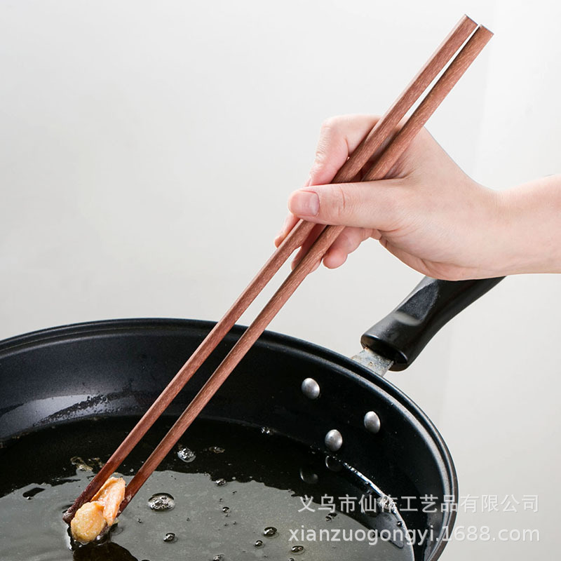 @小木仙 加长红檀木火锅筷子无漆实木筷家用餐具木质油炸筷子