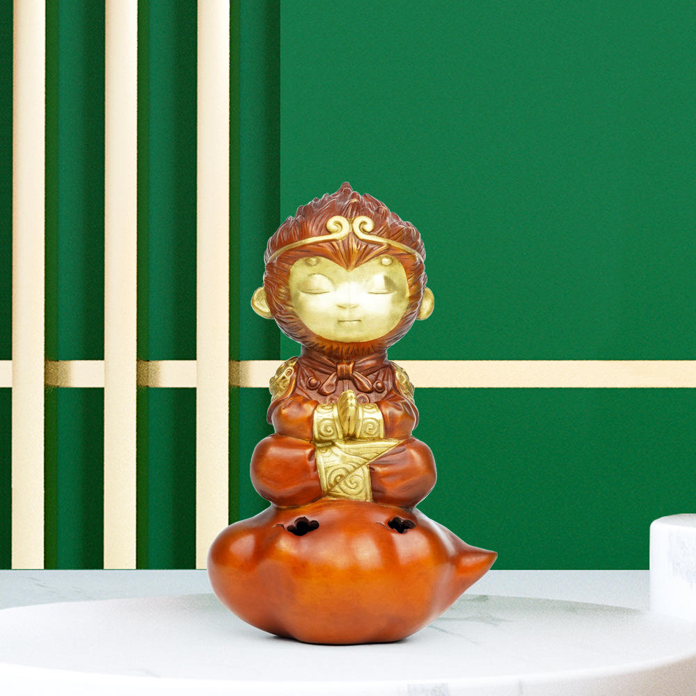 铜礼品 开业乔迁 办公家居摆件 打坐悟空 黄铜工艺品批发