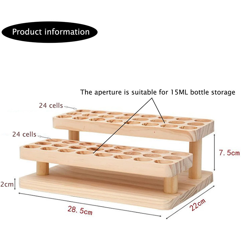 Wooden Perfume Sample Storage Rack Essential Oil Storage Rack Double-Layer Solid Wood Manicure Essential Oil Bottle Display Rack