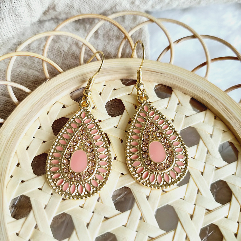 波西米亚风金属水滴耳饰族风孔雀尾形复古雕花个性耳环耳坠527