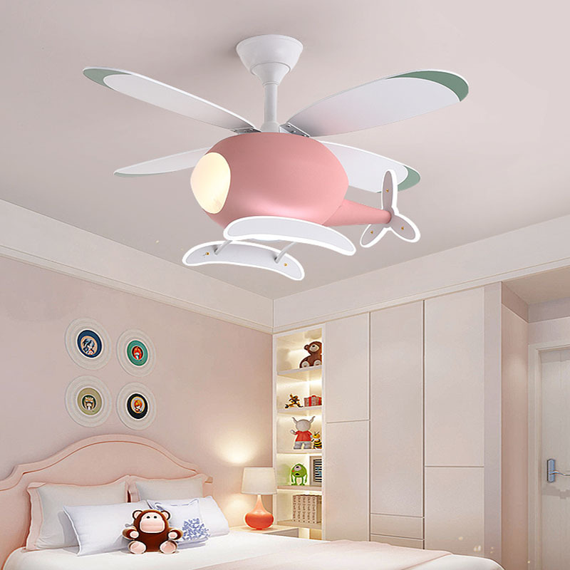 New Children Fan Lamp Boys Girls Kids Bedroom Ceiling Fan Lights Creative Airplane Fan-Style Ceiling Lamp Ceiling Luminaire Surface Mounted Luminaire