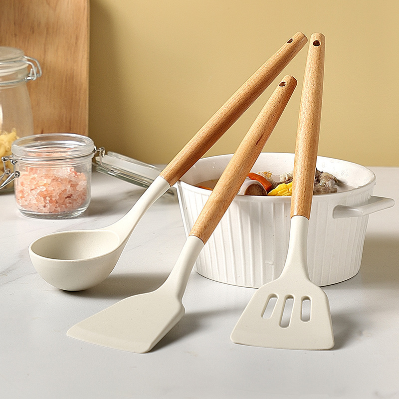 Non-Stick Pan Dedicated Spatula Silicone Shovel Spatula Household Pan High Temperature Resistant Spoon Spatula Kitchenware Set