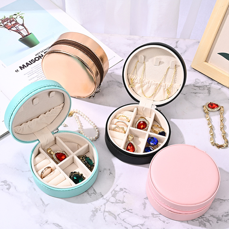 European New Style Storage Box Jewelry Portable Travel Jewelry Ear Stud and Ring Necklace Earrings Jewelry Storage Box