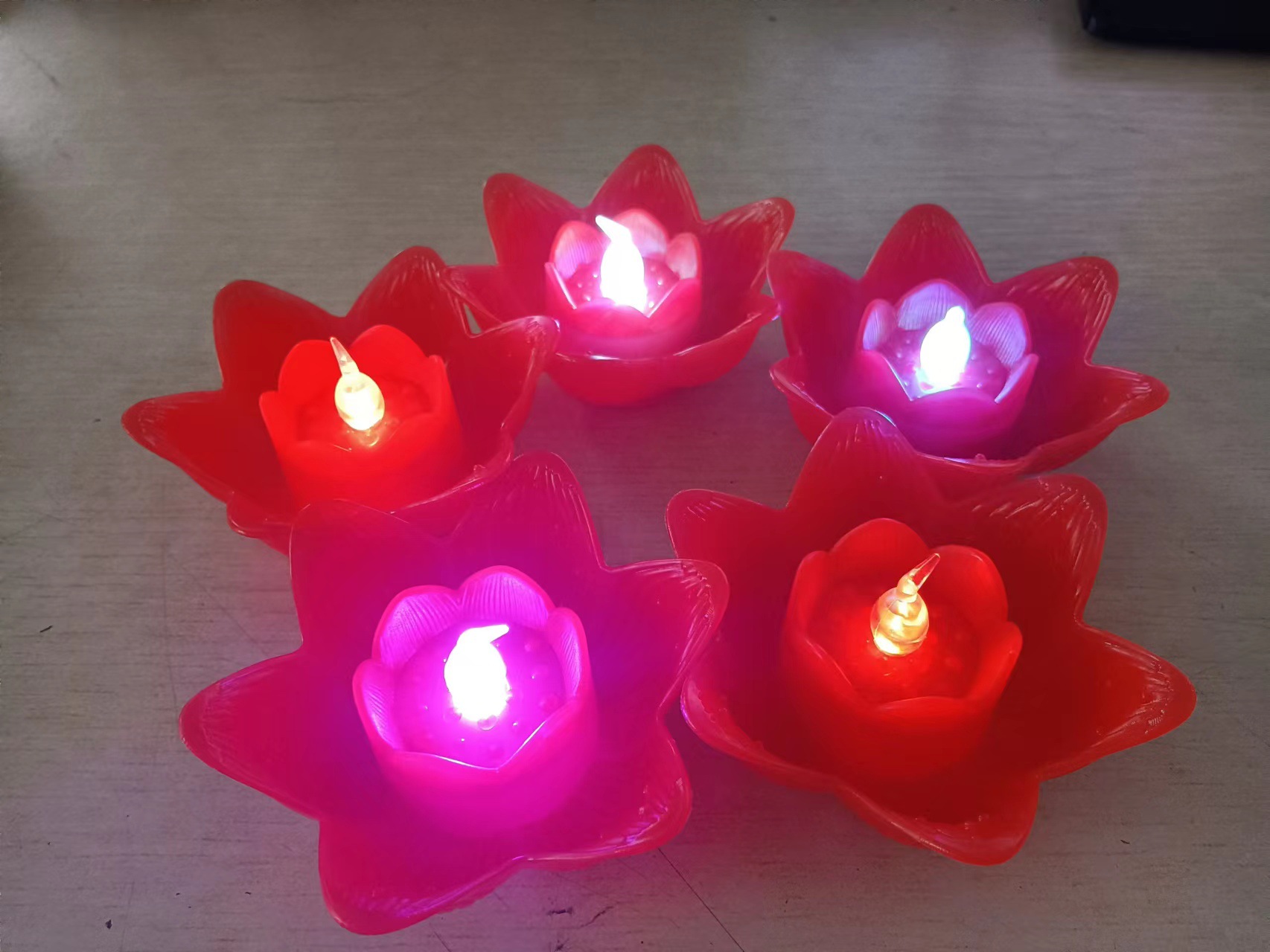 Lotus Lamp Led Imitation Luminous Electronic Candle Colorful Lotus Lamp Wish River Lanterns Spring Festival Supplies Buddha Worship Blessing Lamp