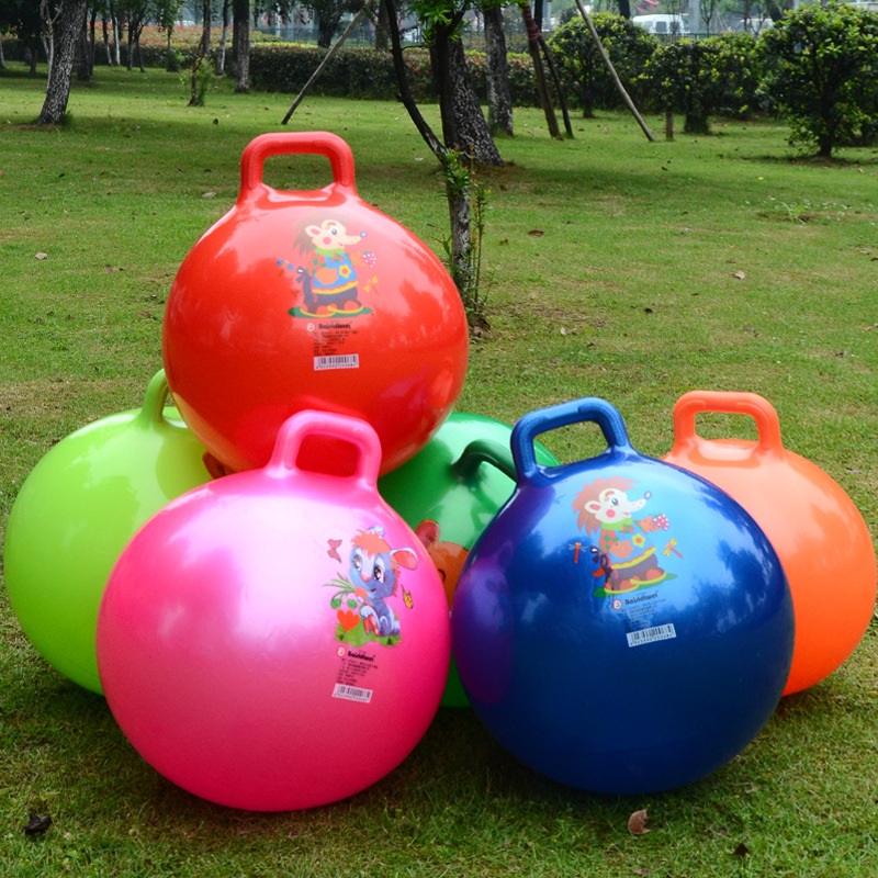 大号加厚手柄球 弹跳球玩具 健身球幼儿园充气弹力球跳跳球 45cm