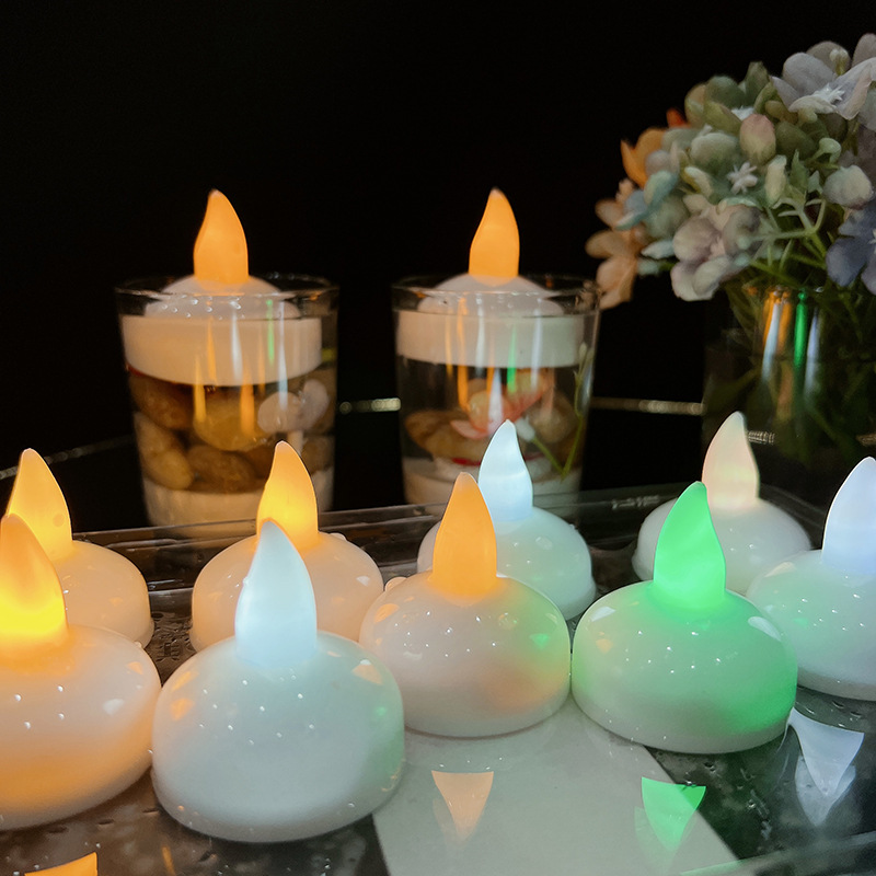 Cross-Border Hot Floating Candle Lights up When It Meets Water Amazon Led Waterproof Electric Candle Lamp Props