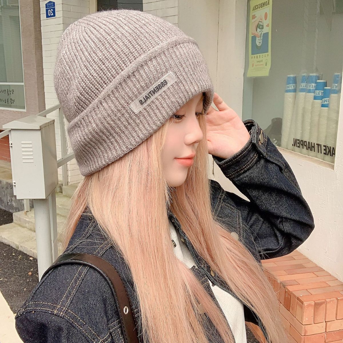 王嘉尔同款针织帽子男士大头围黑色潮牌毛线帽秋冬美式堆堆冷帽女