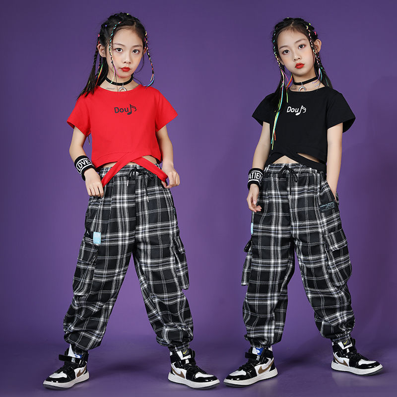 女童嘻哈爵士舞蹈演出服儿童街舞套装女孩韩版洋气学生露腰新款潮