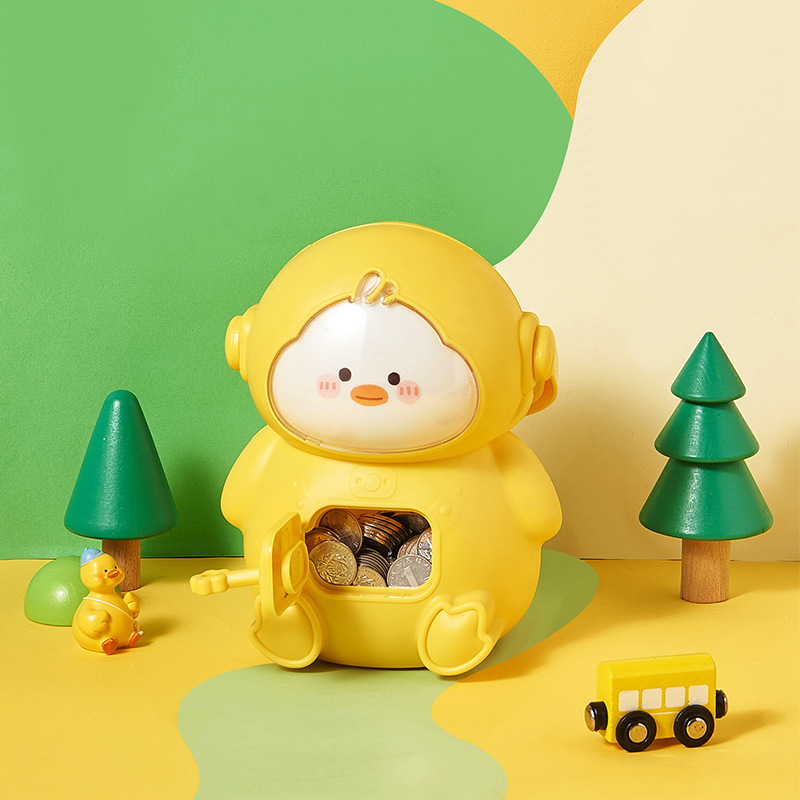 M57 Gift Cartoon Cute Duck Money Box Toy Children Savings Bank Desktop Decoration Plastic Deposit Tank